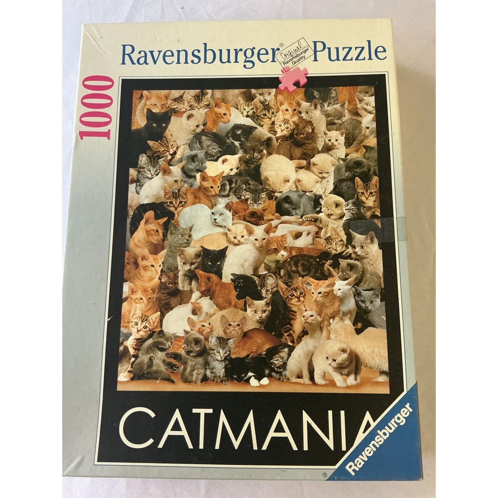 Used Ravensburger Catmania 1000 Piece Jigsaw Puzzle Cats Kittens Collage 1997